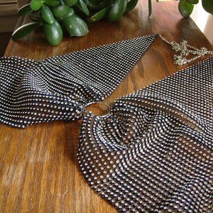 Rhinestone Mesh Chain mail Bra Top Size Small